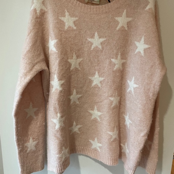 HUSH UK SWEATER PALE PINK WITH ECRU STARS - Picture 1 of 2